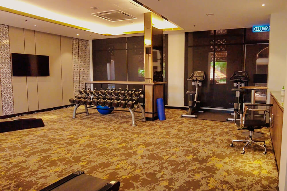 temporary gym in Palm Garden Hotel