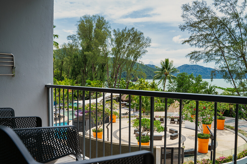 poolview deluxe room balcony in hard rock hotel penang