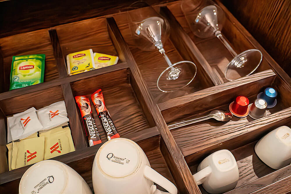 coffee and tea set in the mulu marriott resort & spa