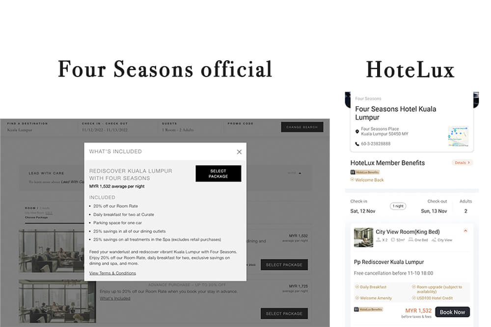 hotelux compare with official