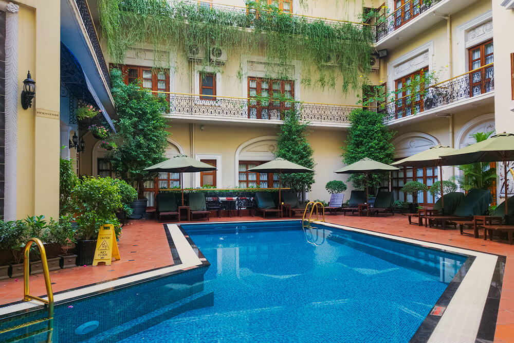 swimming pool in hotel majestic saigon