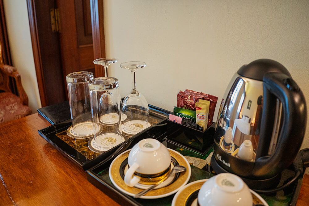 coffee and tea set in hotel majestic saigon